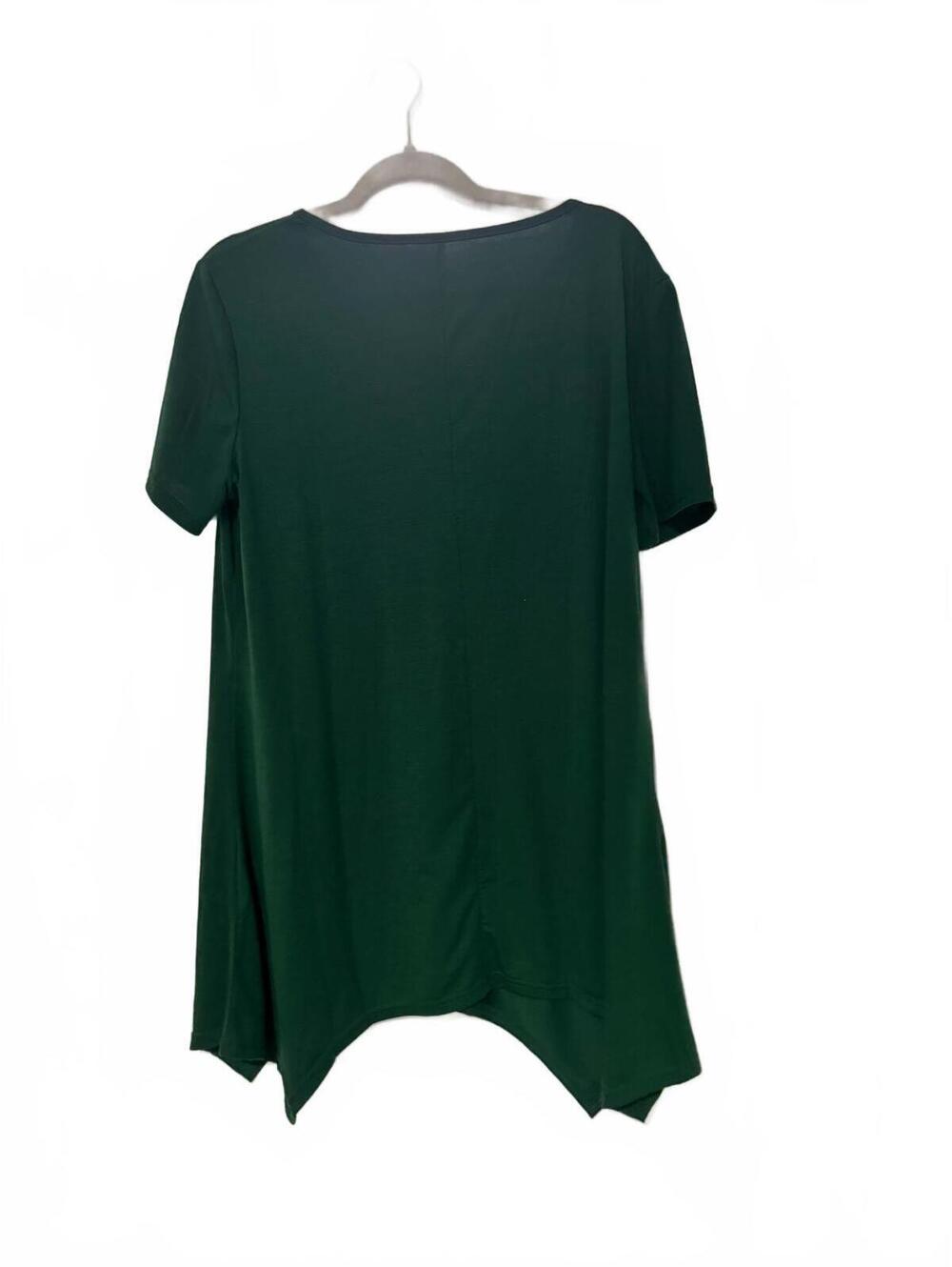 Dark Green Asymmetrical Hem Tunic Top 2XL